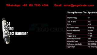 ค้อนทุบแบบใช้สปริงสำหรับการทดสอบแรงกระแทกทางกล IK01 ถึง IK07, 0.14J ถึง 2J